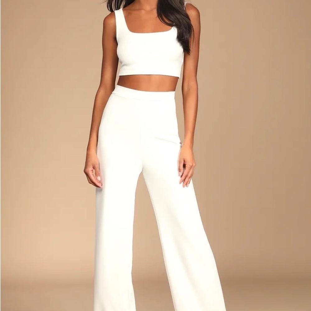 Lulus Only Tonight Ivory Two-Piece Wide-Leg Jumpsuit